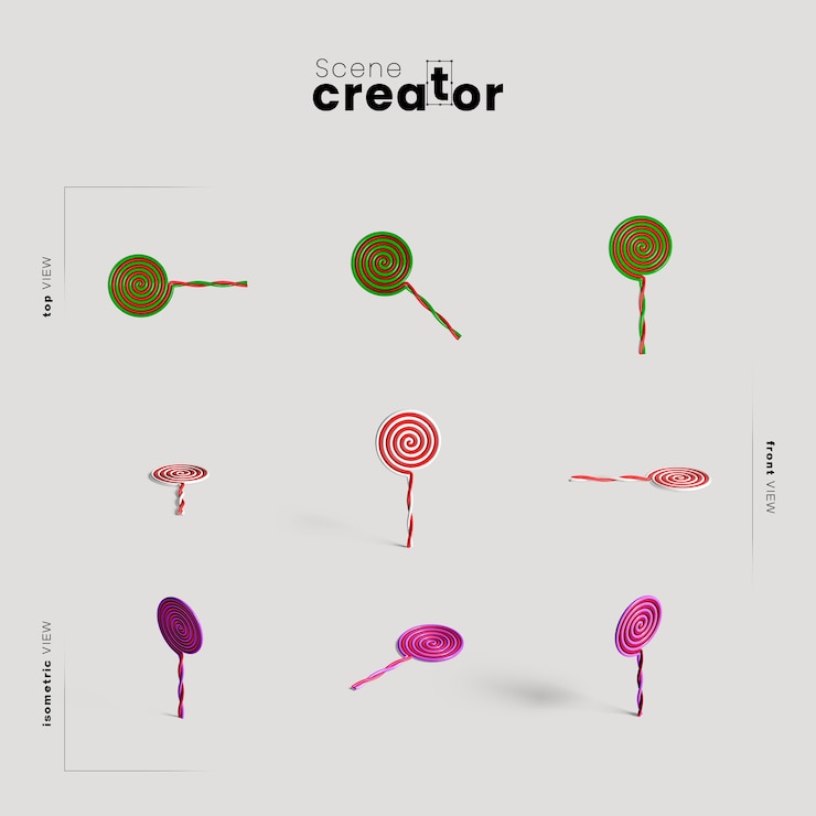 PSD gratuito lollipops variedad de ángulos creador de escena de halloween