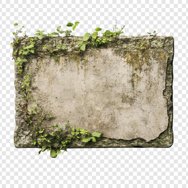 Una losa de piedra envejecida con vides cubiertas de vegetación Una textura rústica y desgastada