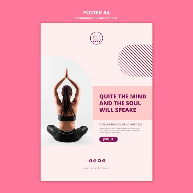 Lotus positie meditatie en mindfulness poster