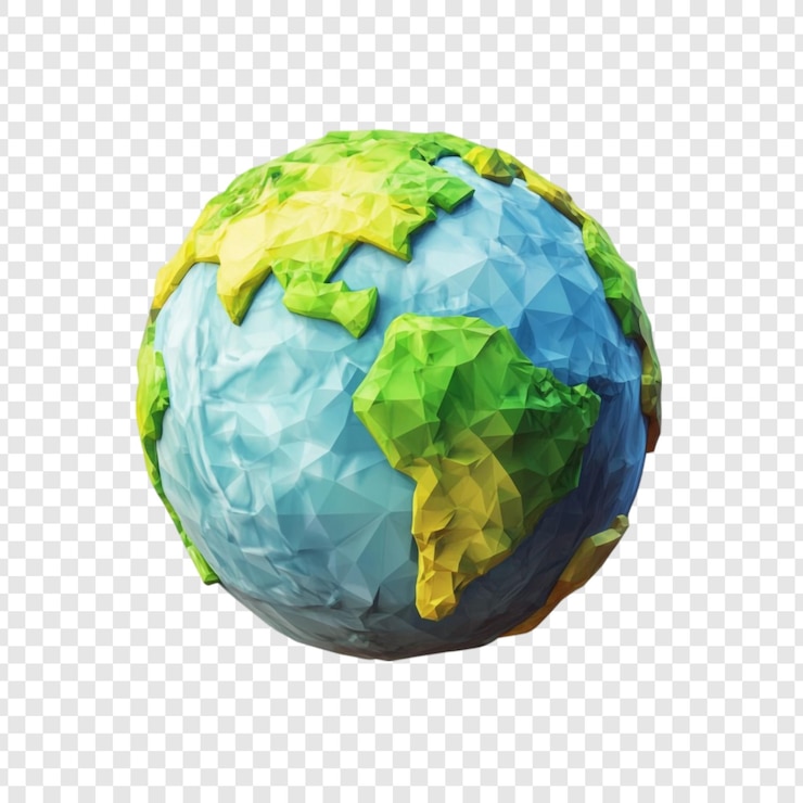 PSD Gratis low poly earth globe a digital rendering of our planet