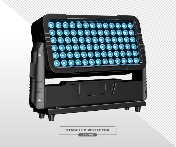 PSD gratuito luce led per il palcoscenico con lenti blu render 3d