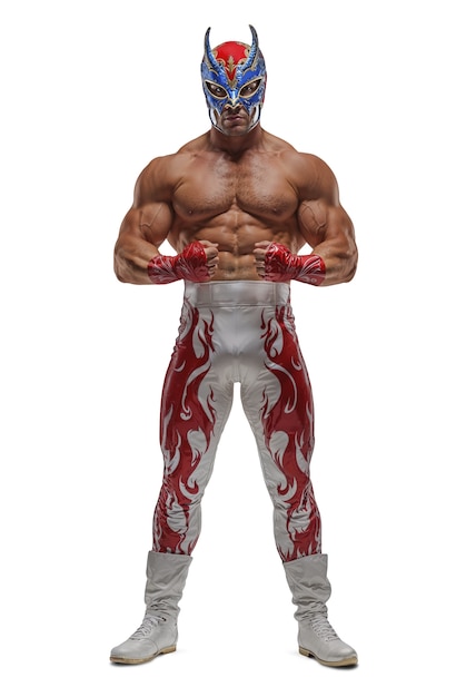 Luchador de lucha libre con máscara aislado