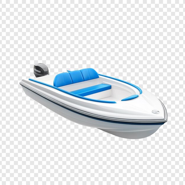Un lujoso barco a motor, un elegante barco de velocidad blanco y azul, perfecto para aventuras de verano.