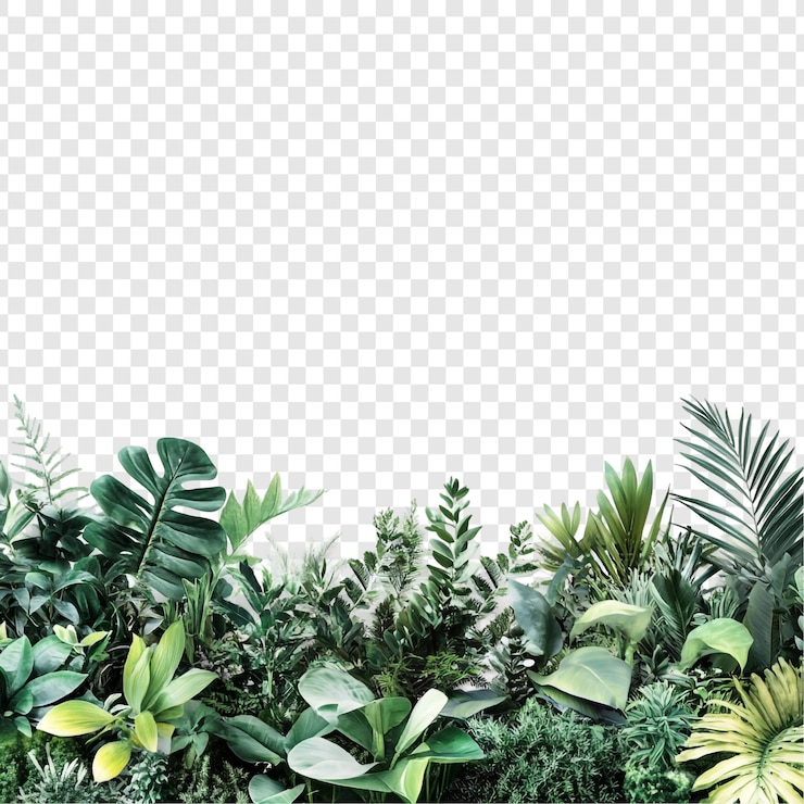 PSD Gratis lush greenery border a vibrant collection of tropical and subtropical plants