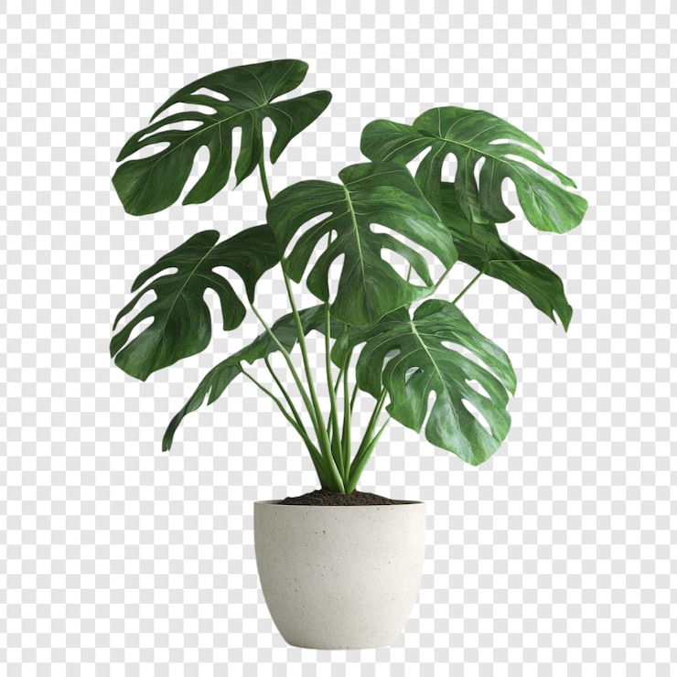 PSD gratuito lush monstera deliciosa in un vaso elegante