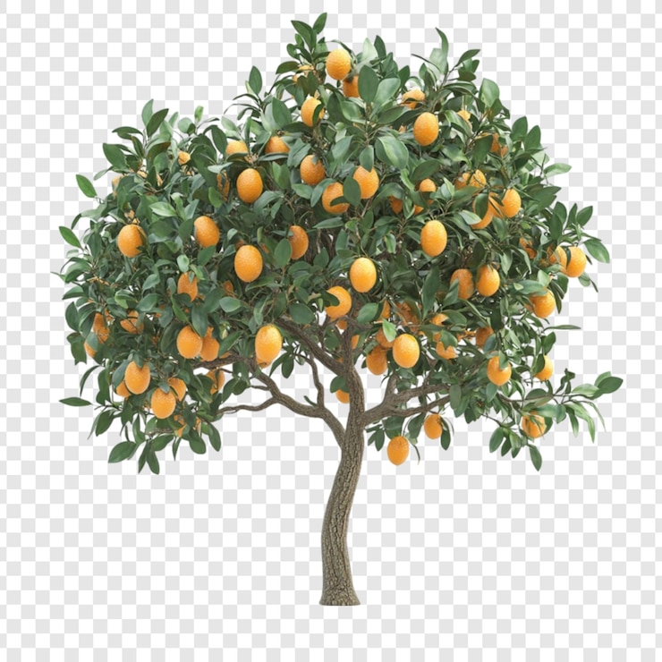 PSD gratuito lussureggiante albero d'arancia abbondante raccolto di frutta scena naturale