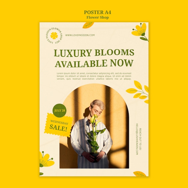 Gratis PSD luxe bloemen bloemenwinkel poster sjabloon