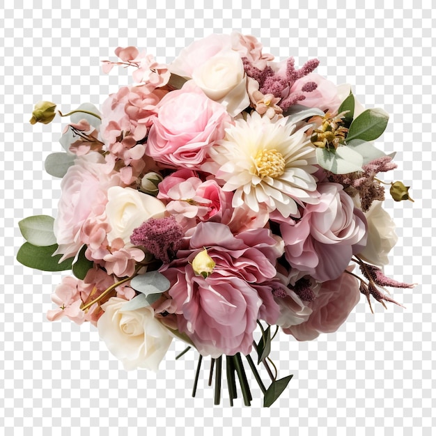 Luxe bruiloftsboeket met een verscheidenheid aan prachtige bloemen geïsoleerd op transparante achtergrond