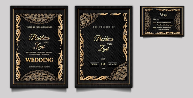 Gratis PSD luxe elegante huwelijksuitnodiging set