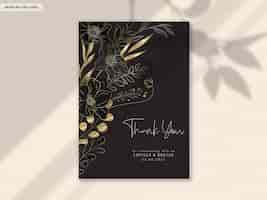 Gratis PSD luxe gouden bloemen bruiloft uitnodigingskaart