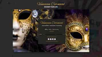 Gratis PSD luxe gouden maskers van venetië carnaval-banner