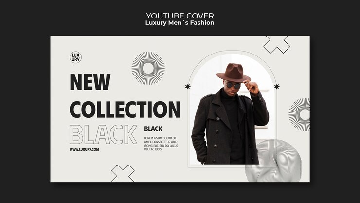 Gratis PSD luxe herenmode youtube voorbladsjabloon