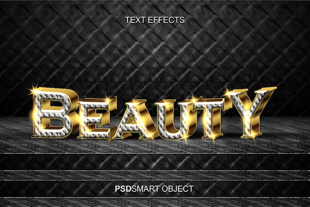 Gratis PSD luxe schoonheid gouden 3d-tekststijl mockup