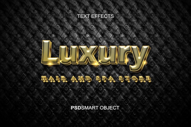 Luxe spa- en haarlogo-sjabloon psd in goud 3D-teksteffect