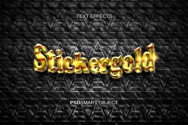 Gratis PSD luxe sticker gouden 3d-tekststijl mockup