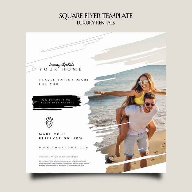 Luxe verhuur vierkante flyer-sjabloon