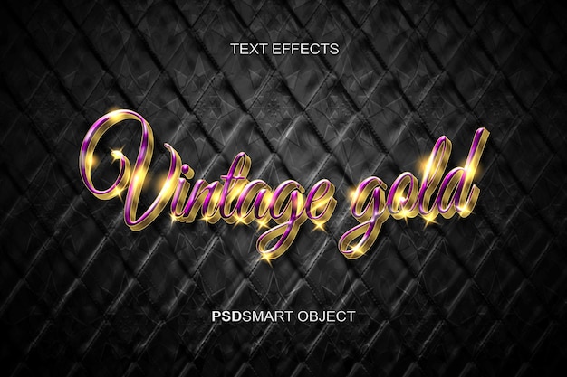 Gratis PSD luxe vintage gouden 3d-tekststijlmodel