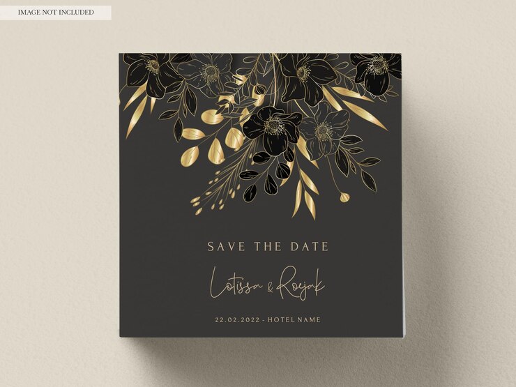 PSD Gratis luxury gold floral wedding invitation card
