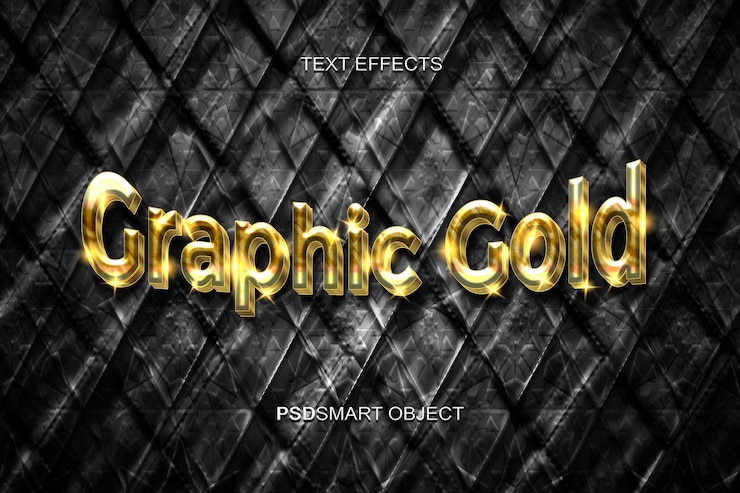PSD Gratis luxury graphic gold 3d text style mockup