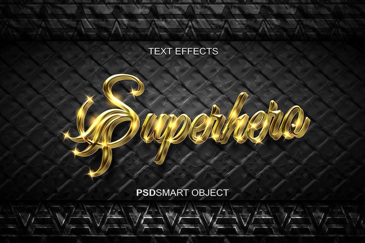 PSD Gratis luxury superhero gold 3d text style mockup