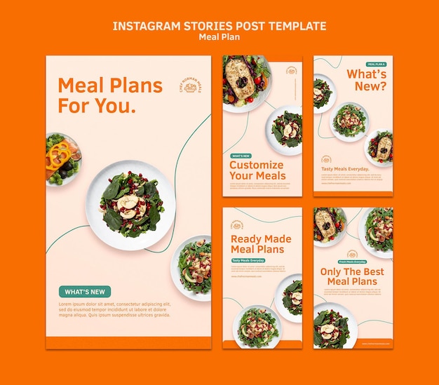 Gratis PSD maaltijd plannen instagram verhalen sjabloon