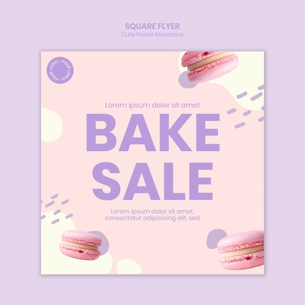 Macarons bakken verkoop vierkante flyer