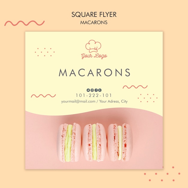 Gratis PSD macarons flyer sjabloon thema