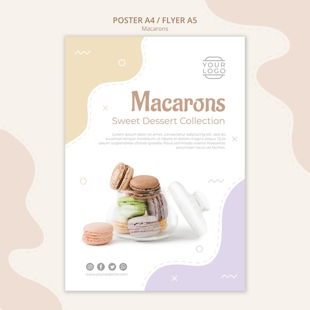 Gratis PSD macarons in pot poster sjabloon