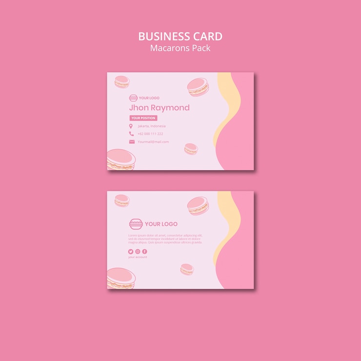 PSD gratuito macarons pack design biglietto da visita