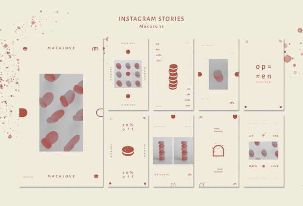 Macarons shop plantilla de historias de instagram