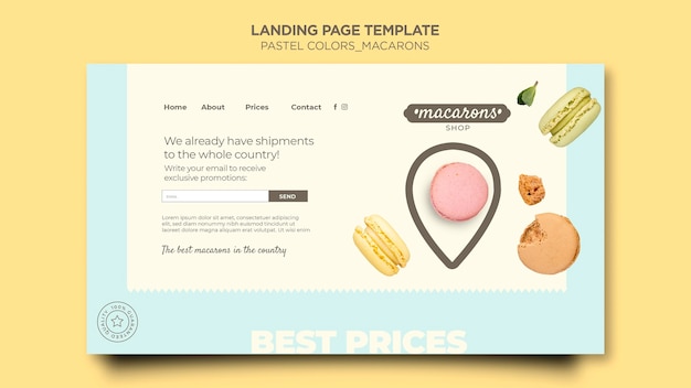 Gratis PSD macarons shop-sjabloon voor bestemmingspagina's