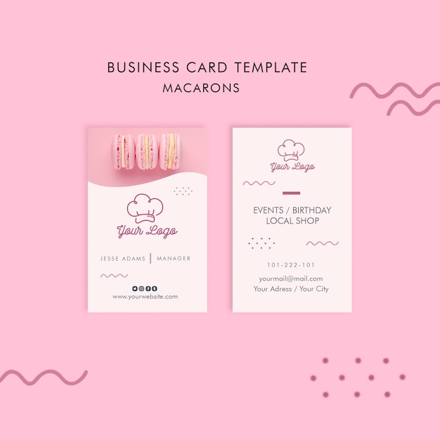 Gratis PSD macarons visitekaartje sjabloon concept