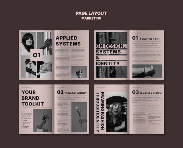Magazine layout for brand identity and marketing template