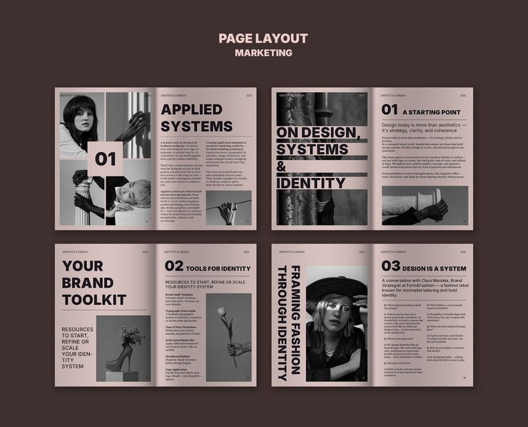 PSD gratuito magazine layout for brand identity and marketing template