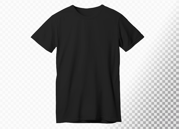 Maglietta nera aperta con collo rotondo su sfondo trasparente