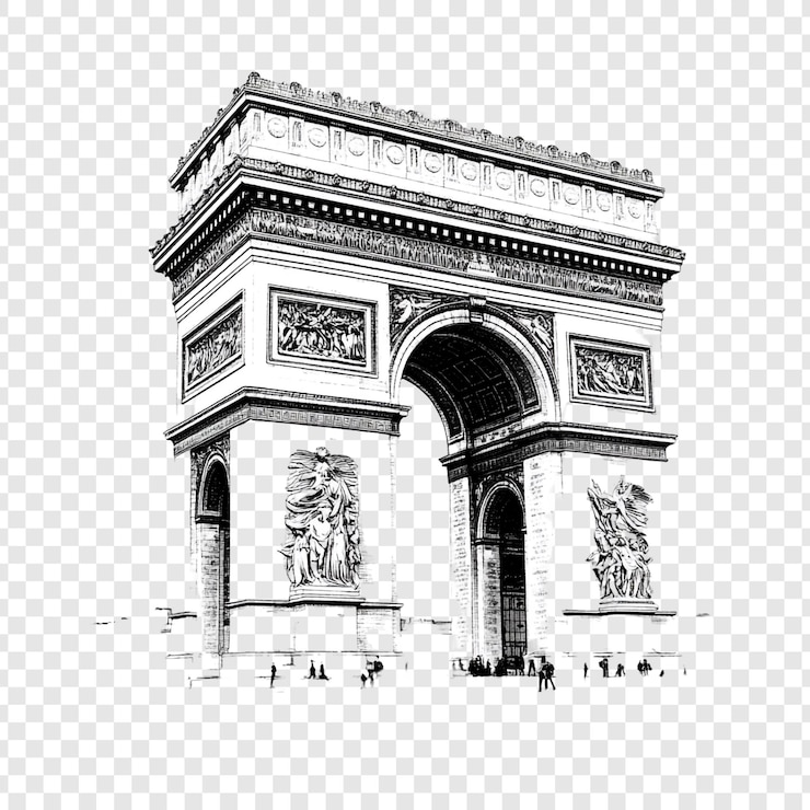 PSD Gratis mahakarya hitam putih gapura kemenangan paris