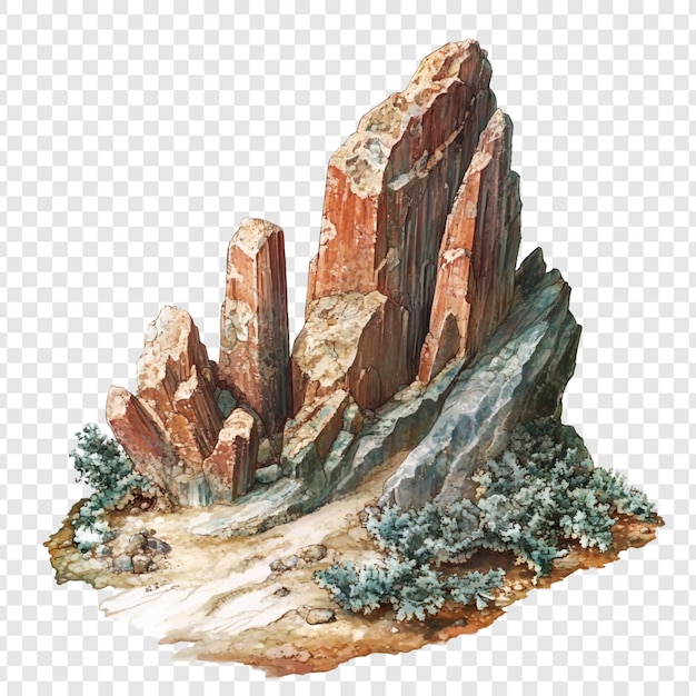 Majestic Rock Formation A Watercolor Illustration