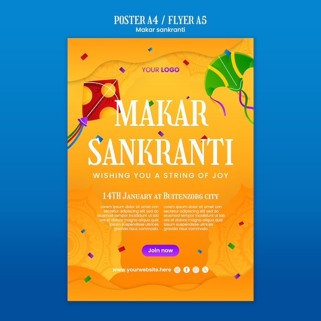 Gratis PSD makar sankranti sjabloonontwerp