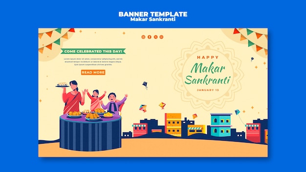 Gratis PSD makar sankranti sjabloonontwerp