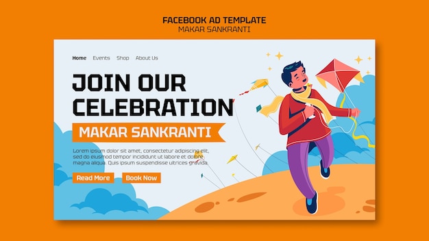 Gratis PSD makar sankranti viering facebook sjabloon