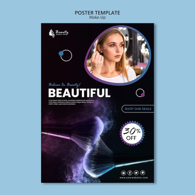 Gratis PSD make-up concept poster sjabloon stijl