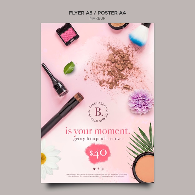 Gratis PSD make-up concept poster sjabloonontwerp