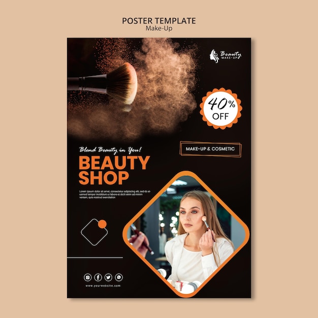 Gratis PSD make-up concept posterontwerp