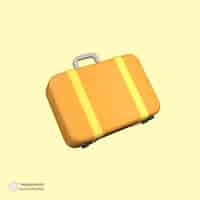 PSD gratuito maleta de viaje icono aislado 3d render ilustración