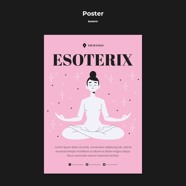 Gratis PSD man in lotuspositie esoterische concept poster