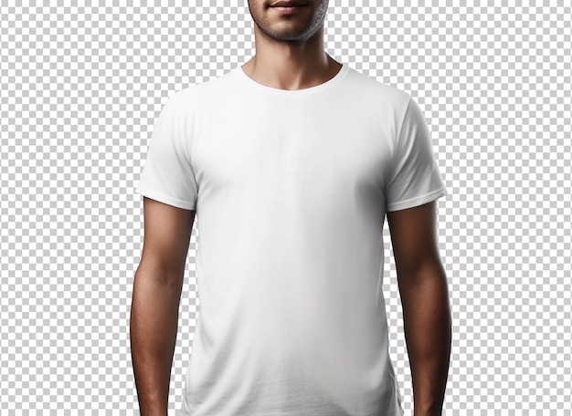 Man op lege witte t-shirt geïsoleerd op de achtergrond