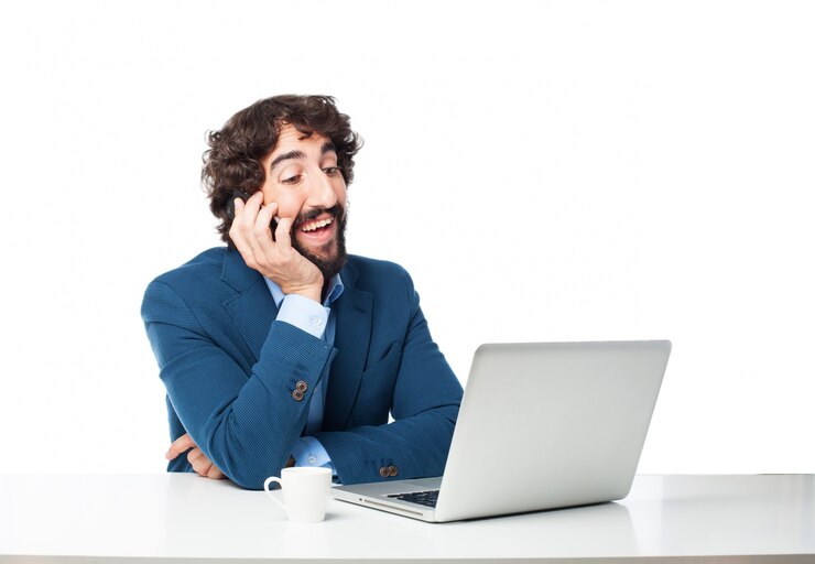 Gratis PSD man praten over zijn telefoon