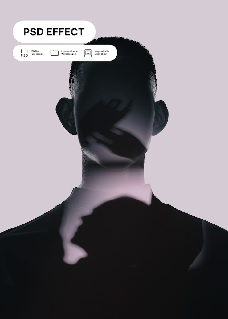PSD Gratis man's shadowed portrait with psd effect
