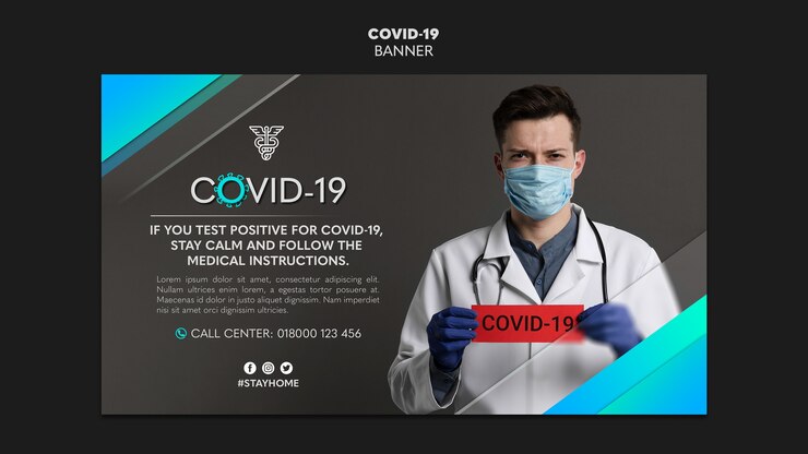 PSD Gratis man with mask and gloves coronavirus banner