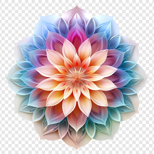 Mandala fractal ontwerp element met bloem patroon geïsoleerd op transparante achtergrond